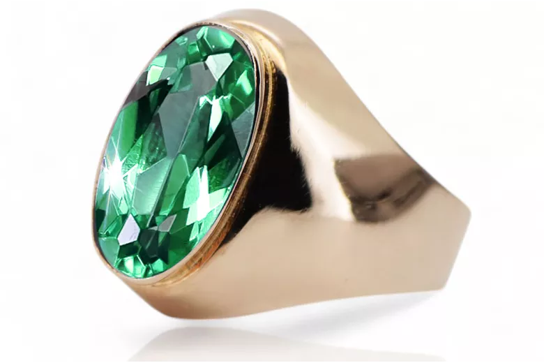 Ring vintage styl Emaragd Originální vinobraní 14k s růžovým zlatem VRC077R